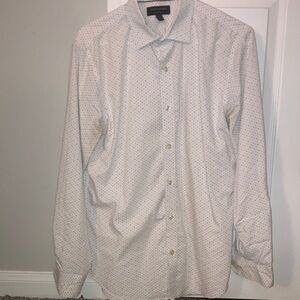 Banana Republic White and Black Dot Dress Shirt
